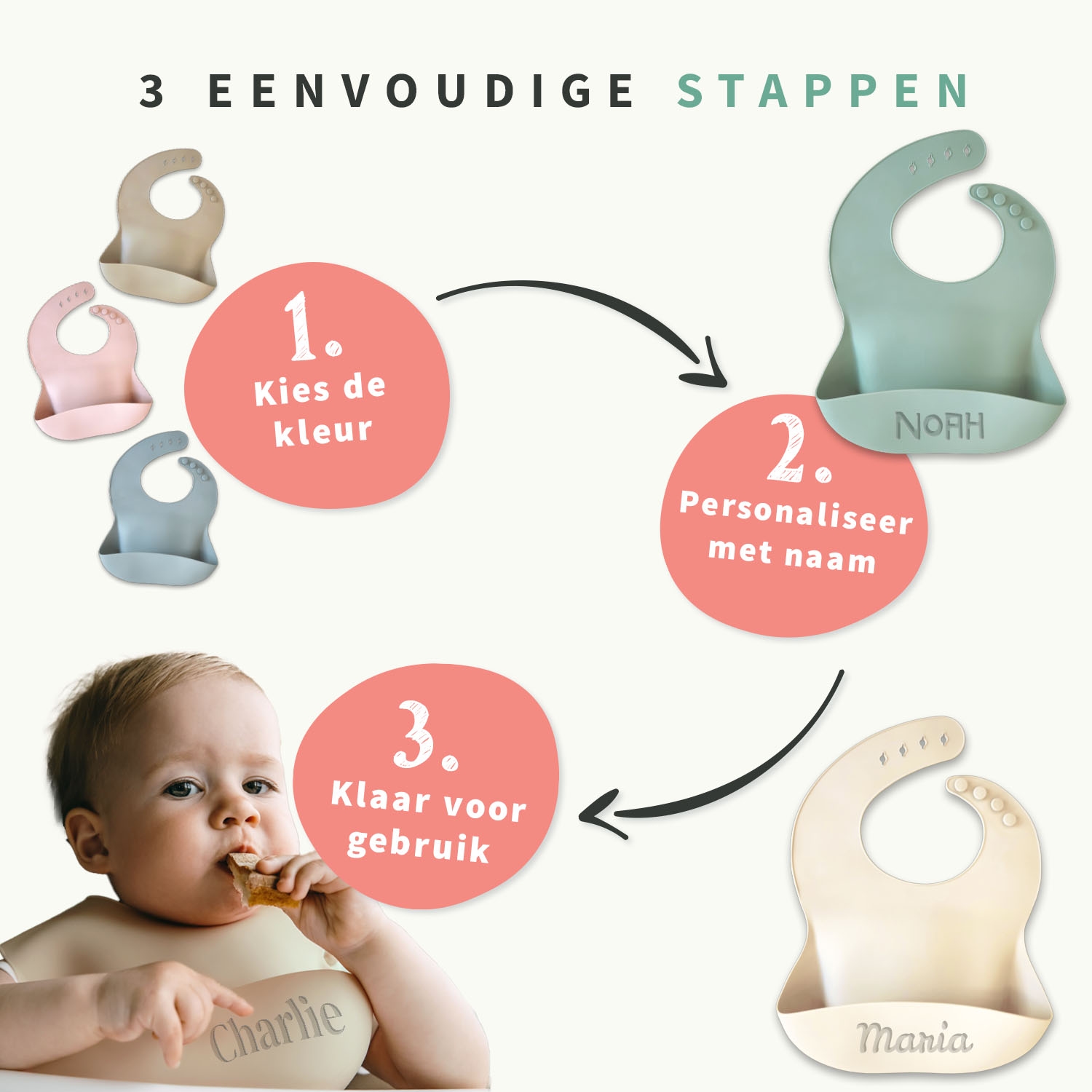 Siliconen Slabbetje met naam