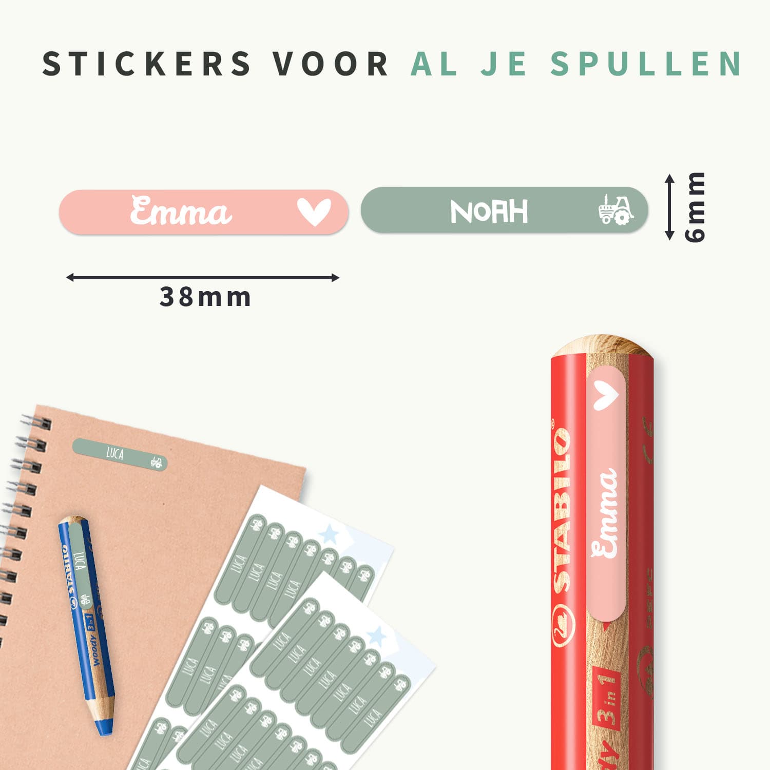 STABILO woody 3 in 1 met Mini labels – voor de klas en bso
