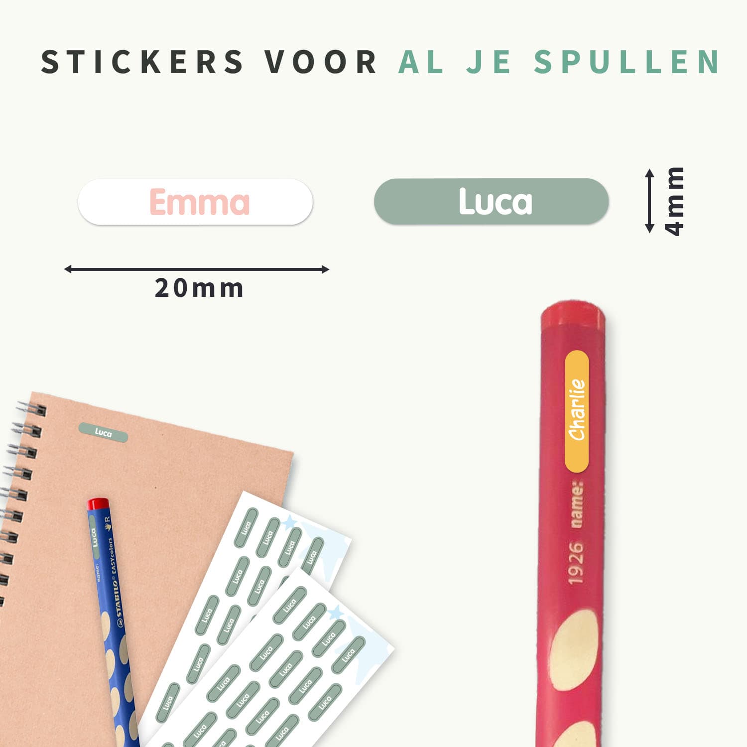 STABILO EASYcolors (6 stuks) met Mini XS-labels – voor de klas