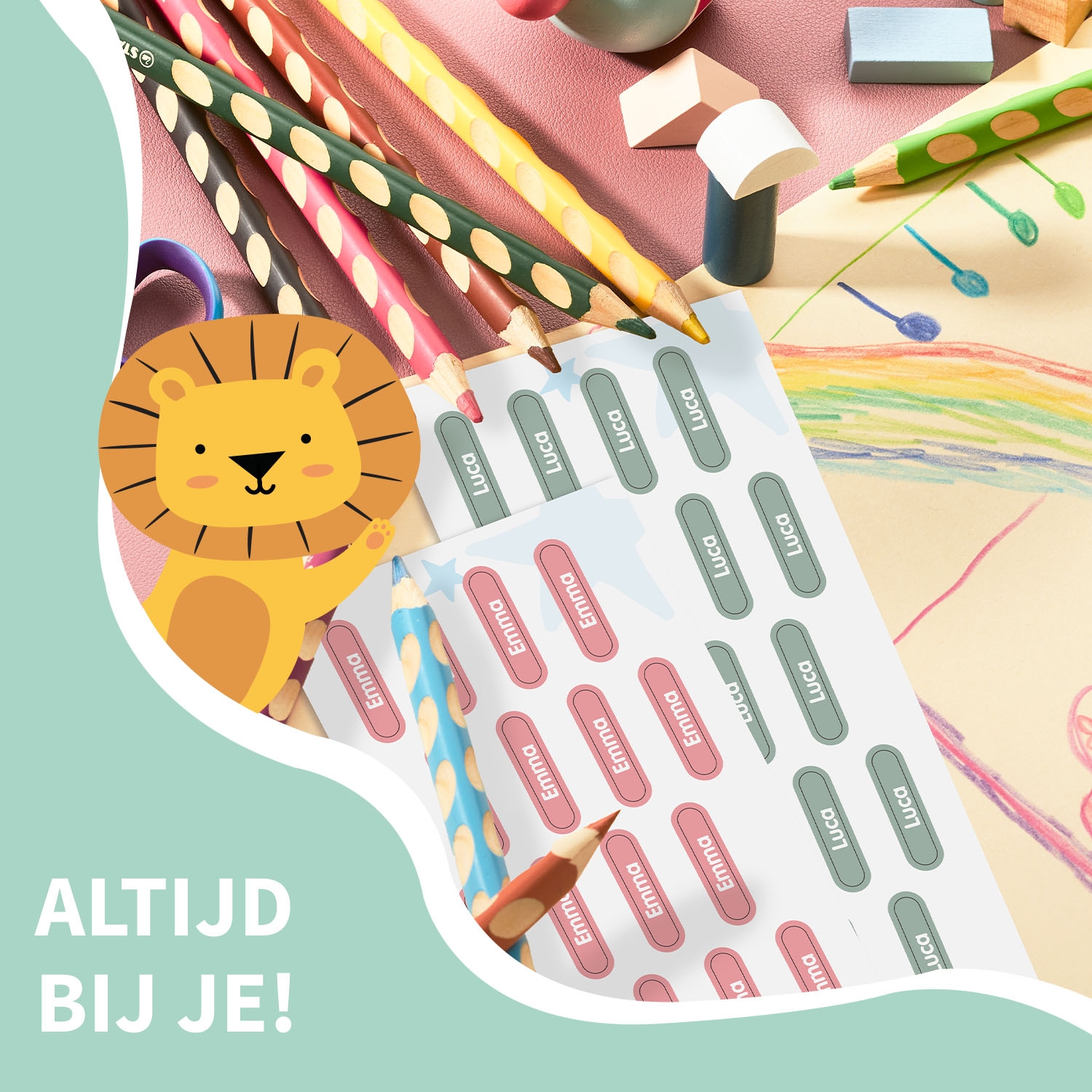 STABILO EASYcolors (6 stuks) met Mini XS-labels – voor de klas